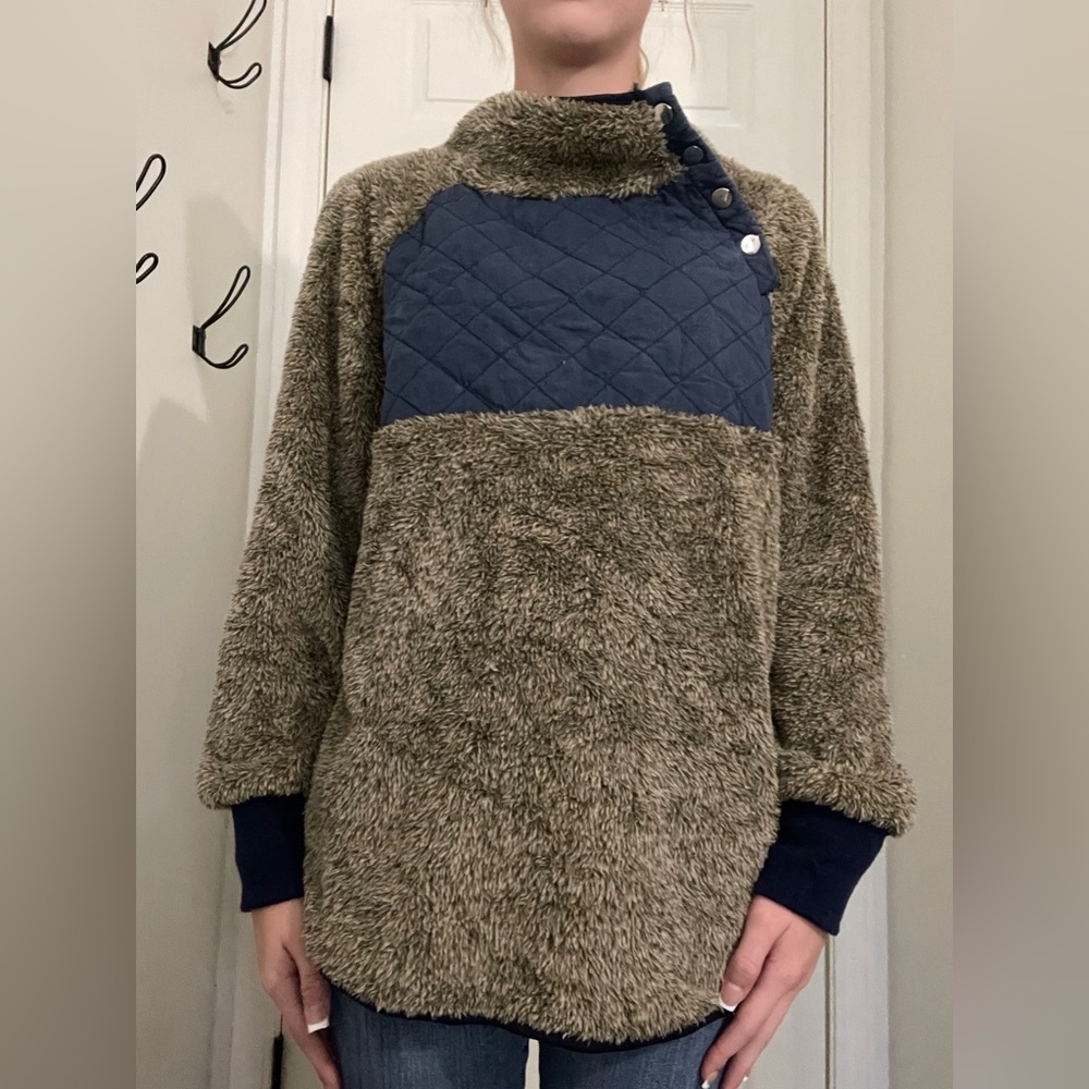 Brown and Navy fleece pullover